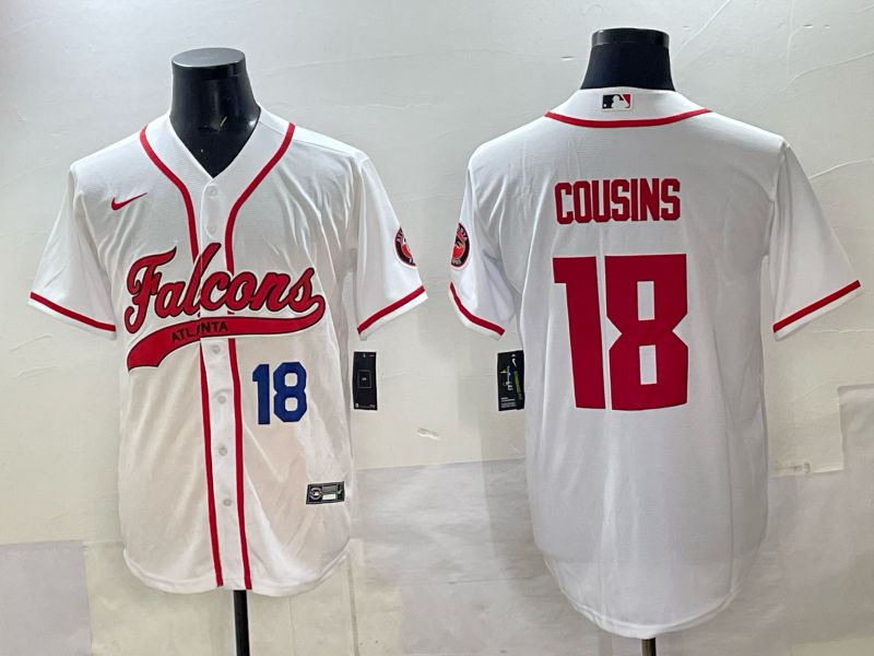 Men 2025 Nike Atlanta Falcons #18 Cousins white Joint Name Limited NFL Jersey style 02